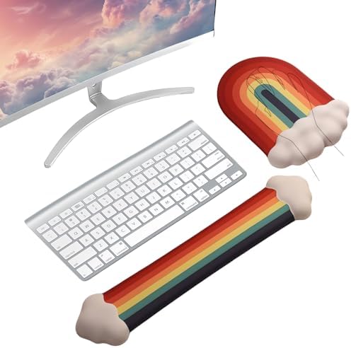 Gel Cloud Keyboard Wrist Rest Cute Rainbow Mouse Pad by WFCYGL