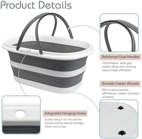 Goderewild 35L Collapsible Laundry Basket, Foldable Mop Bucket - Image 3