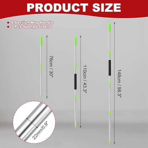 uxcell Spin Mop Replacement Handle 4 Section 30"-to-58 Green - Image 2