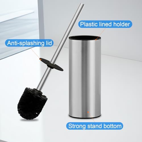 04 Stainless Steel Toilet Bowl Cleaner Brush and Holder Set - Image 5