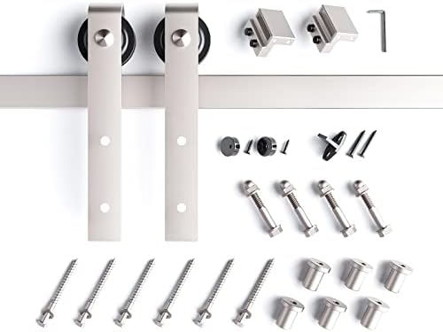 EaseLife 8 FT Brushed Nickel Sliding Barn Door Hardware Track Kit, Basic J - Image 7