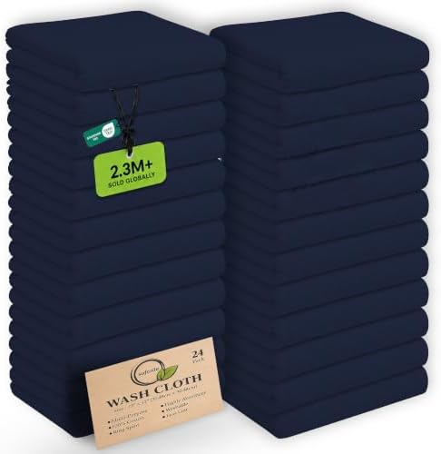 100% Cotton Washcloths 24 Pack Soft, Highly Absorbent Washcloth, Face Towels by Softolle