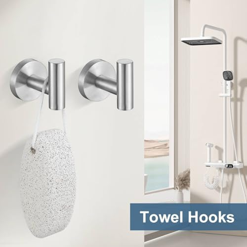 Brushed Nickel Bathroom Hardware Accessories Set, 5 Pieces Round Towel Bar Set - Image 5