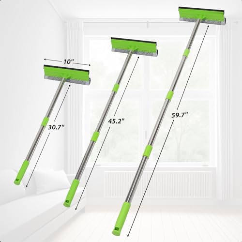 2 in 1 Window Squeegee with 55" Long Stainless Steel Handle, Sponge Car Squeegee - Image 3