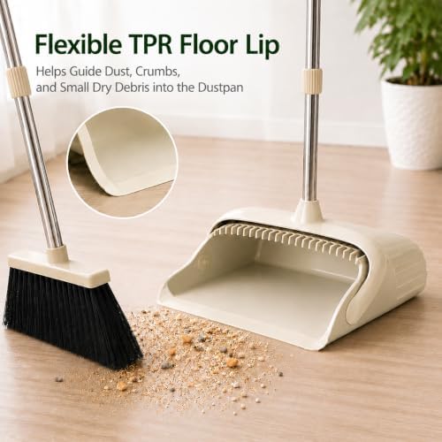 Broom and Dustpan Set, 52-Inch Adjustable Long Handle - Image 3