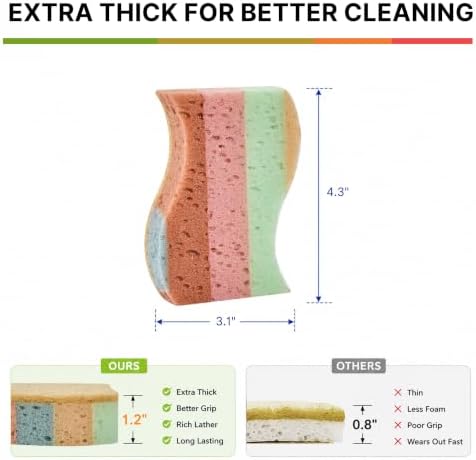 Color Kitchen Sponges Heavy Duty Kitchen Cleaning Scrubbing 5 Pack - Image 2