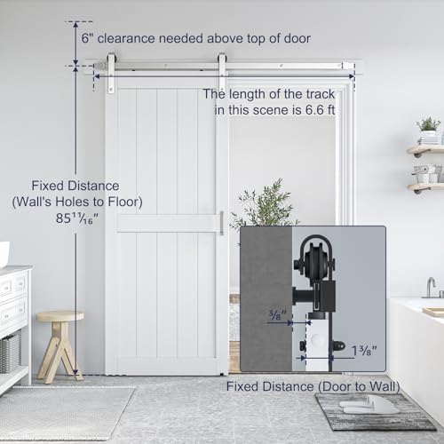 SMARTSTANDARD 36" x 84" White Sliding Barn Door - Image 3