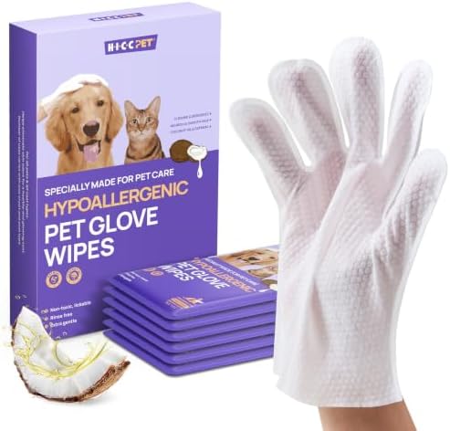 HICC PET Dog Wipes for Dogs & Cats, Individual Glove Packs by HICCPET