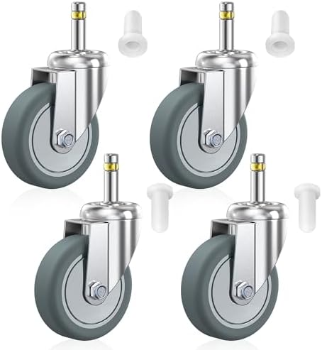HOLKIE Stem Caster Wheels 3 inch Casters Set of 4, 7/16-Inch Stem Diameter by HOLKIEUSA