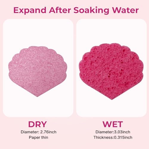 50-Count Compressed Facial Cleaning Sponges, Natural Cellulose Shell Shape Spa - Image 2