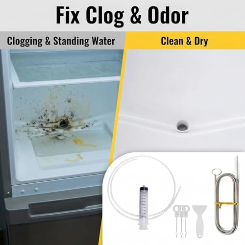 7-Piece Refrigerator Drain Cleaner Kit, 60in Flexible Brush&Hose Set - Image 2