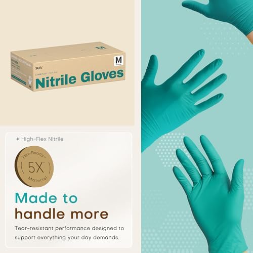 SUP Exam Plus® Nitrile Gloves, Powder-Free Disposable, Teal 100 Count - Image 4