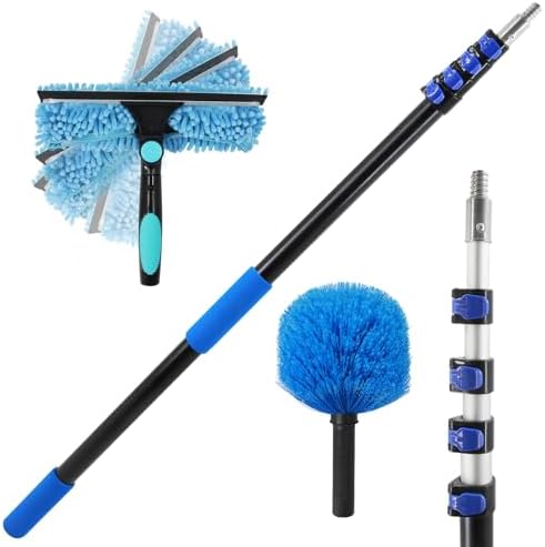 23FT High Reach Window Squeegee & Cobweb Duster by TENBOOM