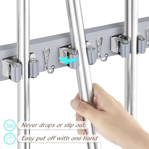 OUTNILI Gray Mop Broom Holder Wall Mount - Image 2