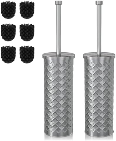 Toilet Bowl Brush and Holder Set 2 Pack by Bathway