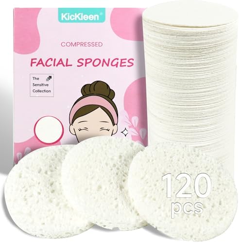 120-Count White Compressed Facial sponges by KICKLEEN