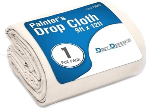 Canvas Drop Cloth Recycled Cotton Painter Drop Cloth-9x12ft All Purpose by DIRT+DEFENSE