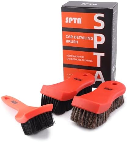 SPTA 3Pcs Car Detailing Brush Kit, Leather & Textile Interior Brush, by SPTA