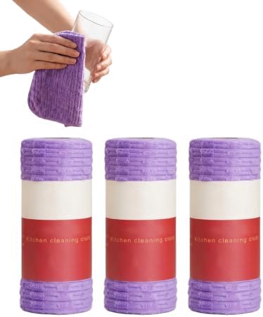 MENDED Reusable Tear-Off Cleaning Cloths, Microfiber Dish Rags Purple 3PACK by MENDED