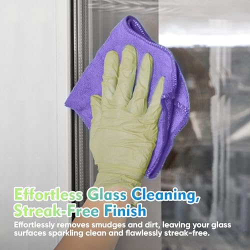 HOMEXCEL Purple Microfiber Cleaning Cloth 12 Pack 12.5 x 12.5 Inch Microfiber - Image 3