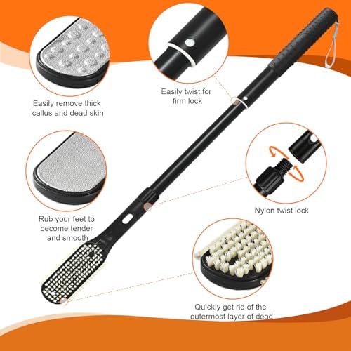 Long Handle Foot Scrubber with Toe Gap Cleaner, 18.8" - Image 3