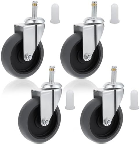 4 Inches Stem Caster Wheels, 7/16-Inch Stem Diameter Swivel Casters Set of 4 by Unknown