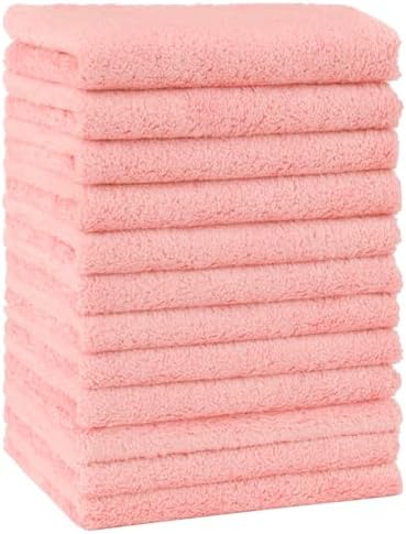 HOMEXCEL Baby Washcloths 12 Pack Coral Pink Microfiber 7"x9" Soft by HOMEXCEL