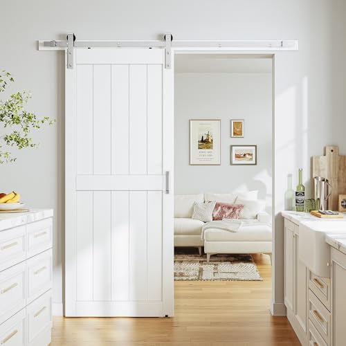 SMARTSTANDARD 36" x 84" White Sliding Barn Door - Image 2