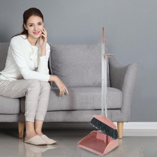 Broom with Dustpan Combo Set Upright Broom and Dustpan Set w/Long Handle - Image 7