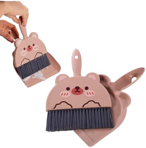 1 Set Small Broom Brush & Dustpan Set Table Cleaning Tools Bear by Magibeads