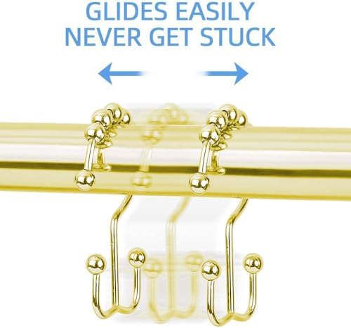 DAWNER Shower Curtain Hooks Rings, Rust Proof Hooks, Metal Easy Glide Double - Image 3