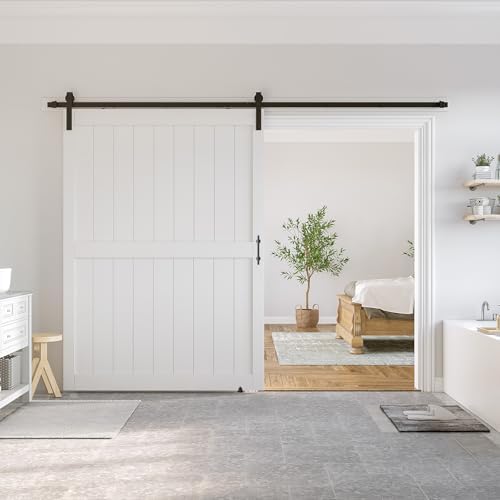 SmartStandard 60 x 84 inch White Sliding Barn Door by SMARTSTANDARD