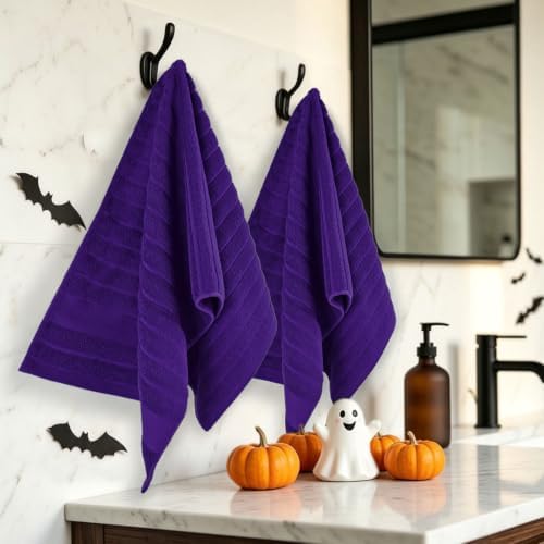 Jacquotha Purple Ribbed Hand Towels Set of 2, Cotton Hand Towel 13" x 29" - Image 3