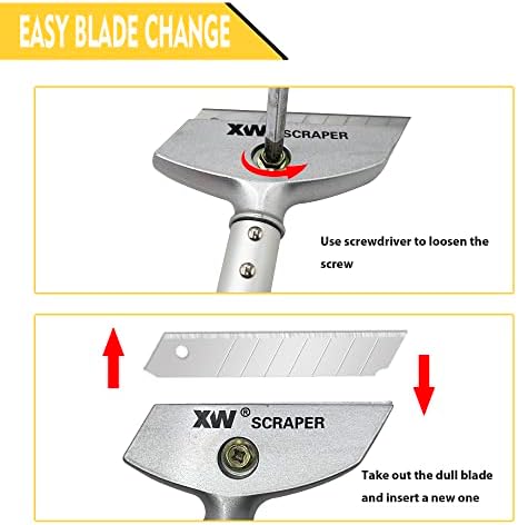 XW Razor Blade Scraper with Adjustable Handle, Extra 10 PCS Blades Included - Image 6