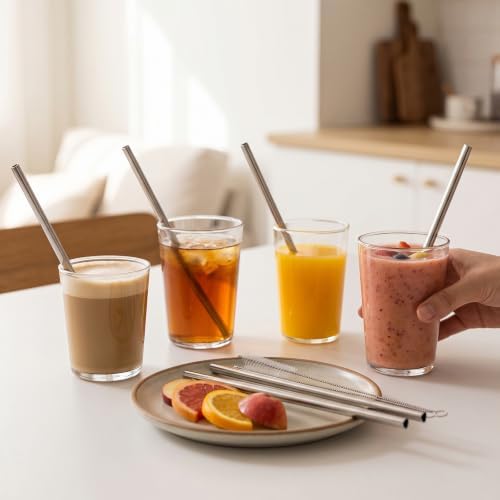 8 Pcs Reusable Metal Straws 8.5” Cute Heart Stainless Steel Straws - Image 6