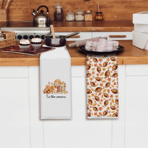 Football Cavapoo Kitchen Towels Fall Decor, 16x24inch Set of 2 - Image 2