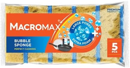 Macromax Bubble Sponge 5 Pack, Heavy Duty Kitchen Scrub Pads by Macromax