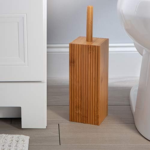 Bath Bliss Tall Square Natural Bamboo Collection, Bowl Brush, Storage Jar - Image 4