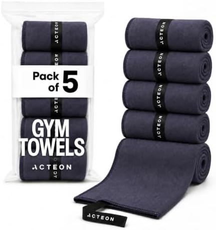 Acteon Microfiber Gym Towels 5 Pack, Quick Dry Silver ION Odor-Free Super by Acteon