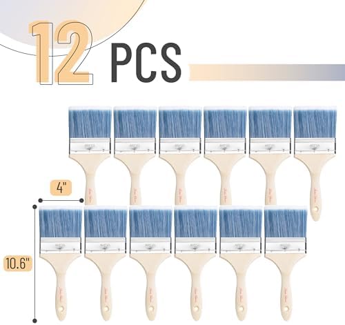 Bates- Paint Brushes, 12 Pack, Treated Wood Handle, Paint Brushes - Image 2