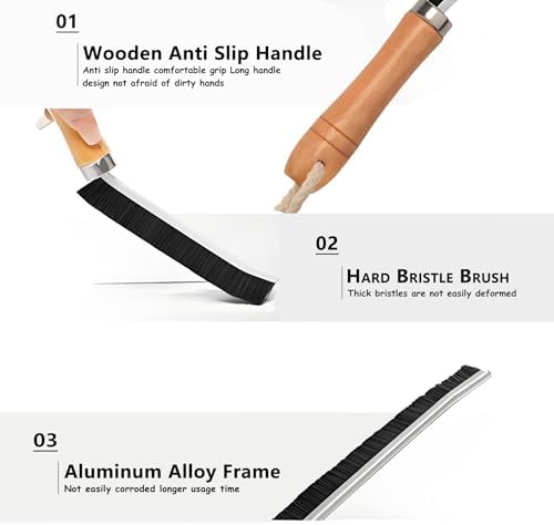 Crevice Cleaning Brush Set, 3 Pack | Wood Handle & 90° Flex Neck, Stiff Bristle - Image 4
