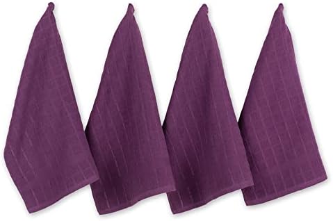 DII Basic Terry Collection Windowpane Dishtowel Set, Eggplant Solid, 4 Piece by DII