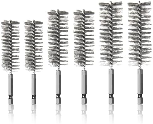 6PCS 304 Stainless Steel Bore Brush Copper Pipe Cleaner, Twisted Wire Drill by ColumPRO