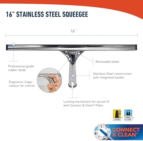 Unger 16" Stainless Steel Window Squeegee, Streak-Free - Image 6