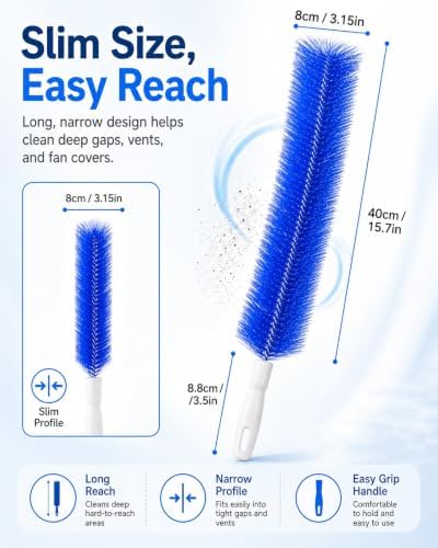 Bendable Microfiber Head Reusable Dust Remover Washable Fan Cleaner Brush Multi - Image 4