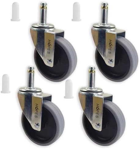 HOPES Utility Cart Caster Wheels Set of 4, Rubber Swivel Casters by HOPES