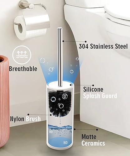 Matt White Ceramic Toilet Brush and Holder Set - Image 5