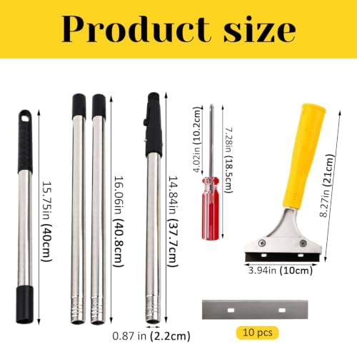 Scraper Tool Set, Adjustable Reach Long Handle Scraper, 4 Inch Razor Blade - Image 2