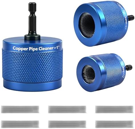 Copper Pipe Cleaner for Drill, 3 Sizes, 3/4 and 1 in, 6 Spare Blades by Unknown