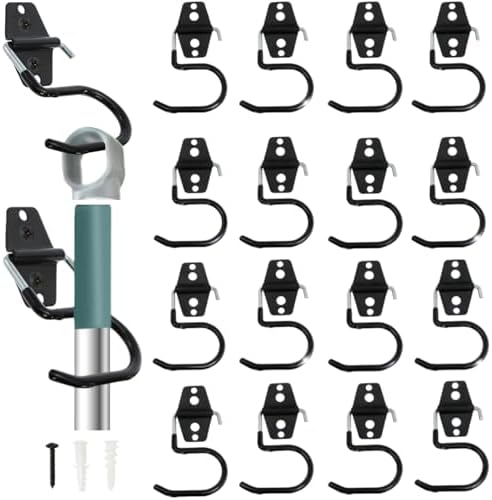 Tlence 16 Pack Metal Broom Hooks, Heavy Duty Garage Holder Wall Mount, S Type by Tlence